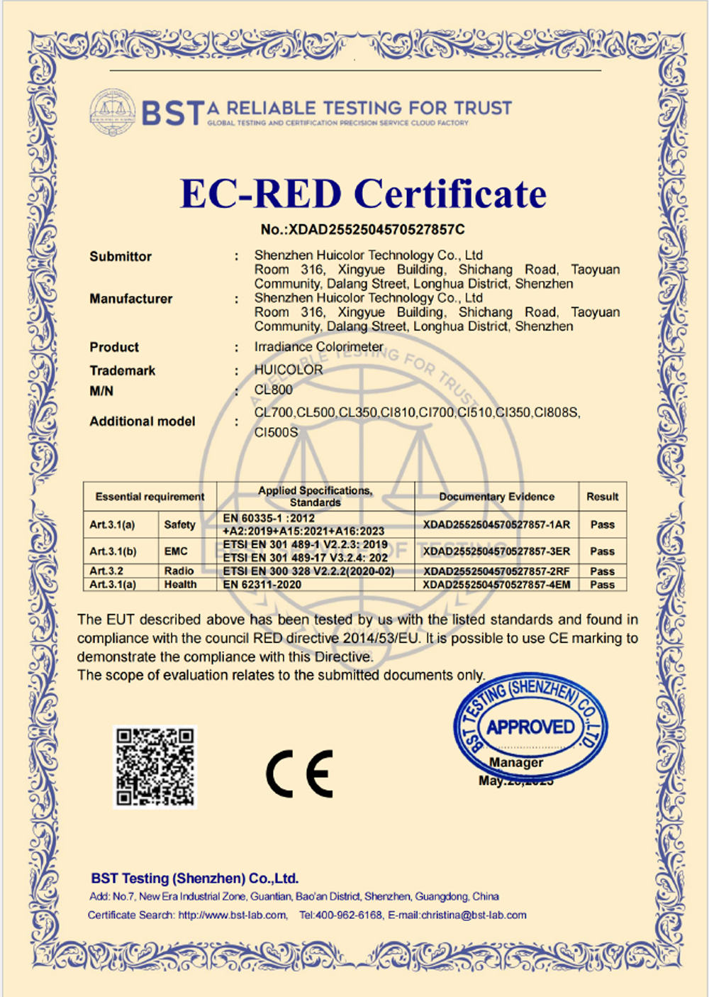 CL800(Irradiance Colorimeter)-RED-CE